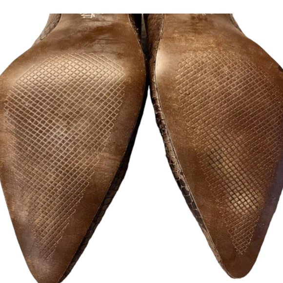 B. Makowski Nell "Snake" Embossed Leather Shoes - Brown/Tan - 9M - Picture 8 of 9